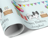 Papier Cadeau Chien noir et blanc Papillon coloré Anniversaire (Coin rond)