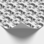 Papier Cadeau Chien noir Vintage à la frontière (Coin)