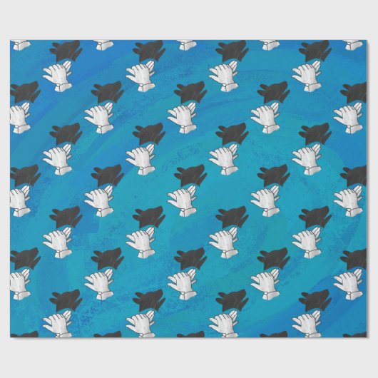 Papier Cadeau Chien Ombré sur bleu (Plat)