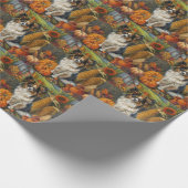 Papier Cadeau Chien Papillon Moisson d'automne Thankesgiving (Coin)