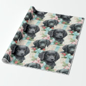 Papier Cadeau Chien Pastel Holiday Black Lab (Déroulé)