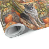 Papier Cadeau Chien pasteur anatolien Récolte d'automne Thanksgi (Coin rond)