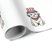 Papier Cadeau Chien Patriotique Gravure Vintage Design Vectoriel (Coin rond)