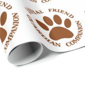 Papier Cadeau Chien Paw Loyal Friend (Coin rond)