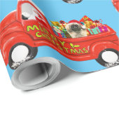Papier Cadeau Chien pekingese dans la livraison de Noël Camion (Coin rond)
