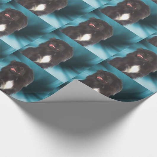 Papier Cadeau Chien pekingese noir mignon (Coin)