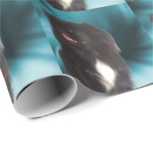 Papier Cadeau Chien pekingese noir mignon (Coin rond)