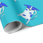 Papier Cadeau Chien point bleu (Coin rond)