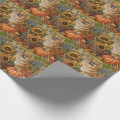 Papier Cadeau Chien Poméranie récolte d'automne Thanksgiving (Coin)