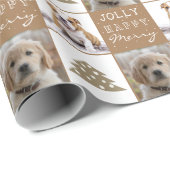 Papier Cadeau Chien Puppy Pet 2 Photos Joyeux Jolly Arbre de Noë (Coin rond)