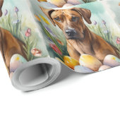 Papier Cadeau Chien Rhodesian Ridgeback avec Vacances d'Œufs de (Coin rond)