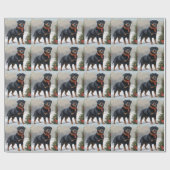 Papier Cadeau Chien Rottweiler pendant Noël de neige (Plat)