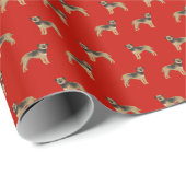 Papier Cadeau Chien rouge de Noël de Terrier frontalier (Coin rond)