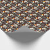 Papier Cadeau Chien Samoyé Avec Foyer Cadeaux De Noël (Coin)