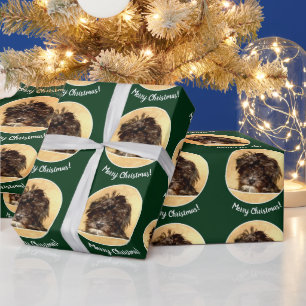 Papier Cadeau Chien Schnoodle Vert