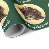 Papier Cadeau Chien Schnoodle Vert (Coin rond)