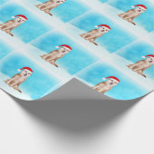 Papier Cadeau Chien sibérien Husky en neige avec Casquette de No (Coin)