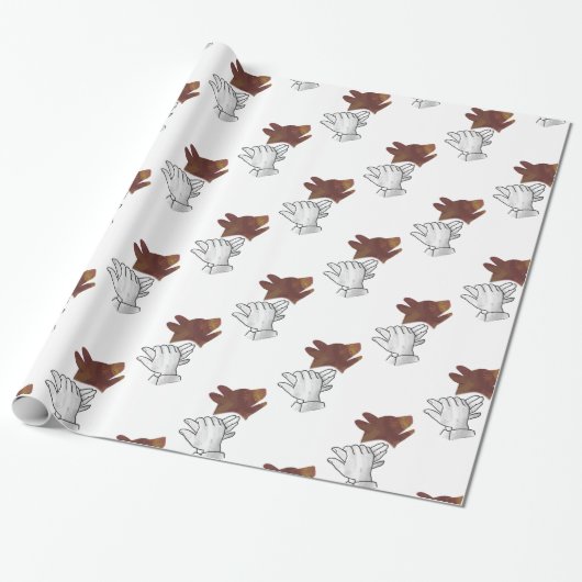 Papier Cadeau Chien Silhouette main Brown (Déroulé)