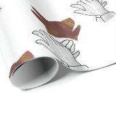 Papier Cadeau Chien Silhouette main Brown (Coin rond)