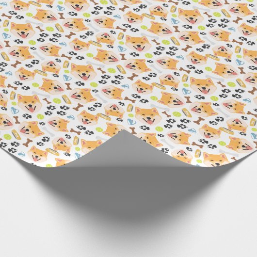 Papier Cadeau Chien souriant Shiba Inu (Coin)