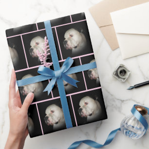 Papier Cadeau Chien-taureau américain sur noir