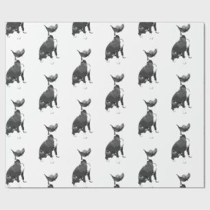 Papier Cadeau Chien taureau noir et blanc motif tendance Wrappi