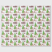 Papier Cadeau Chien-taureaux, oiseaux et sapin de Noël français (Plat)