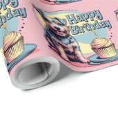 Papier Cadeau Chien Terrier australien coloré (Coin rond)