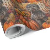 Papier Cadeau Chien Tibétain Terrier Moisson d'automne Thanksgiv (Coin rond)