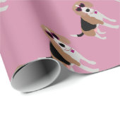 Papier Cadeau Chien tricolore moderne de beagle (Coin rond)