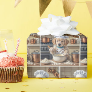 Papier Cadeau Chiengolden Retriever Chien Cuisinier