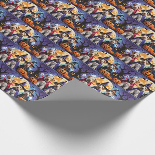 Papier Cadeau Chiens Airedale Terrier Citrouille Halloween Funny (Coin)