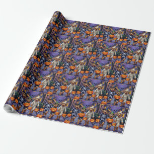 Papier Cadeau Chiens Airedale Terrier Trick-or-Treating Hallowee