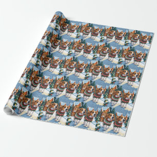 Papier Cadeau Chiens Beagle Noël Neige Fêtes