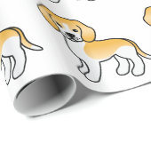 Papier Cadeau Chiens Beagles Citron Et Blanc (Coin rond)