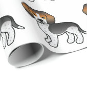 Papier Cadeau Chiens Beagles de dessin en bleu (Coin rond)