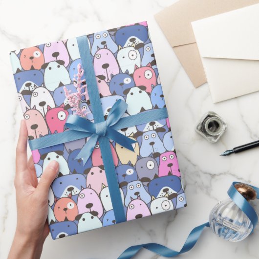 Papier Cadeau Chiens Bonheur Bleu (Cadeaux)