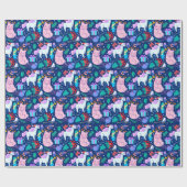 Papier Cadeau Chiens Chanceux Et Unicornes (Plat)