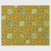 Papier Cadeau Chiens, chevaux et oiseaux celtiques en or (Plat)