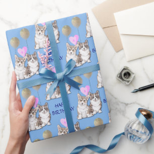 Papier Cadeau Chiens chiots de Corgi mignons Anniversaire