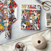 Papier Cadeau Chiens colorés amusants