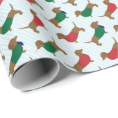 Papier Cadeau Chiens colorés de teckel (Coin rond)