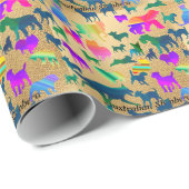 Papier Cadeau Chiens colorés d'ombre (Coin rond)