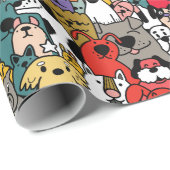 Papier Cadeau Chiens Colorés Drôles (Coin rond)