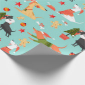 Papier Cadeau Chiens colorés Motif de Noël (Coin)
