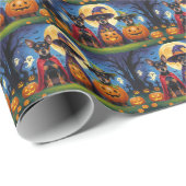 Papier Cadeau Chiens d'Affenpinscher Citrouille Halloween Funny (Coin rond)