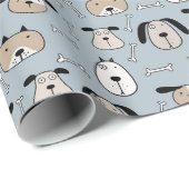 Papier Cadeau Chiens d'amour de chiots (Coin rond)