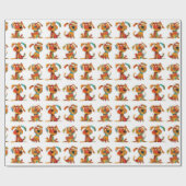 Papier Cadeau Chiens d'aquarelle amusants (Plat)