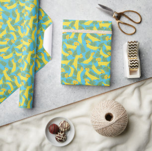 Papier Cadeau Chiens de banane tropicale mignons à motifs