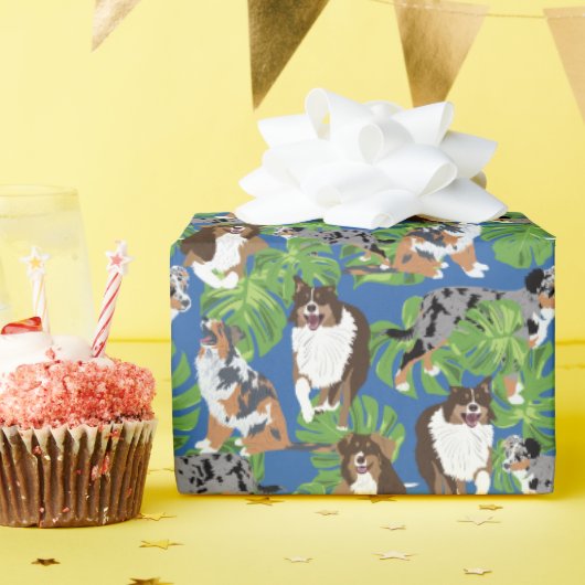 Papier Cadeau Chiens de berger australiens australiens Aussies F (Fête d'anniversaire)
